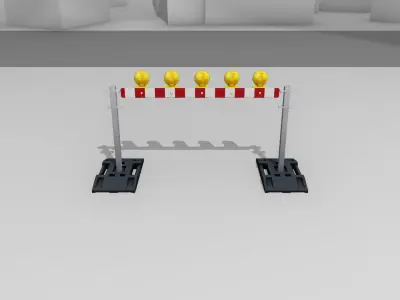 Construction Barrier 5 with warning lights 600-32 100x1600mm Low-poly 3D model