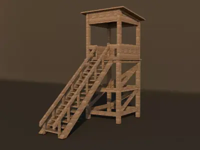 Wooden Tower Low-poly 3D model