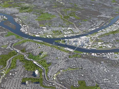 Pittsburgh 50x50km 3D City Map 3D model