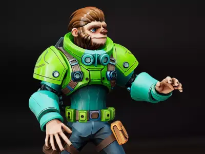 Stylized Sloth Engineer 01 Low-poly 3D model