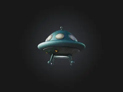 Cartoon Flying Saucer Low-poly 3D model