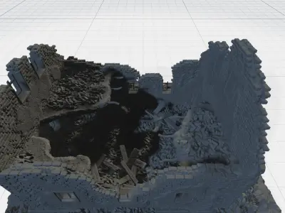 Destroyed residential building 3D print model