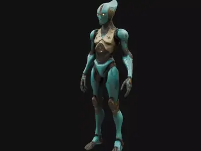 Sci Fi Robot Female Rigged Low-poly 3D model