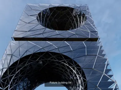 8 futuristic building 3D Model Pack