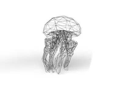 Jellyfish Wireframe Low-poly 3D model