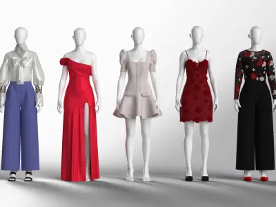 Womens collection mannequins shop clothing Clo3d  3D model