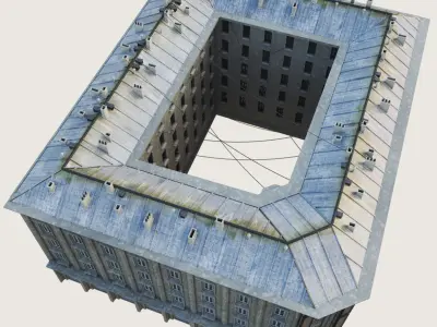 Building Skyscraper City Town Downtown Office Space Work Street Low-poly 3D model