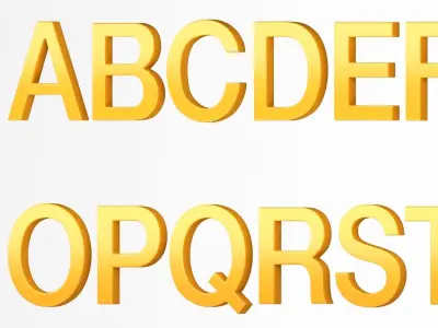 3D Alphabet Letters -  Helvetica Light Font  3D model