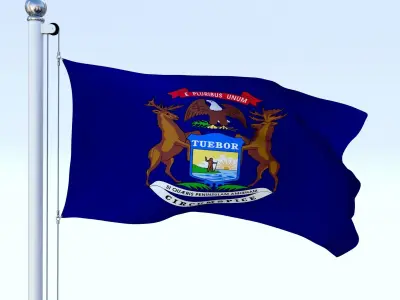 Animated Michigan Flag Low-poly 3D model