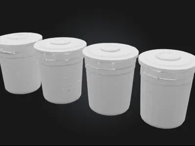 Trash Bins Quartet  Urban Clutter Collection 3D model