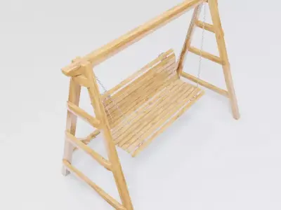 home wooden swing Low-poly 3D model