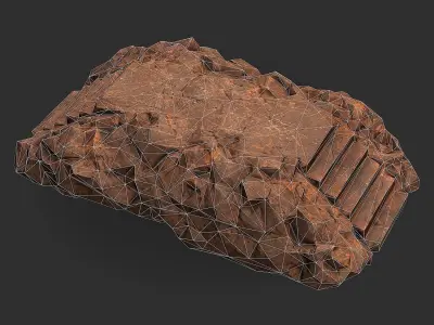 Stairs stone staircase 04 Low-poly 3D model