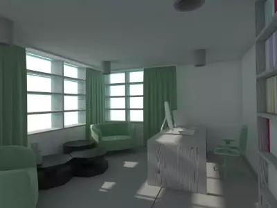 The Home Office and Library room Interior 3D model