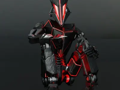 Sci-Fi Red Robot 3D model