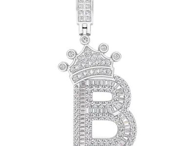 Crown Initial  B  Letter Pendant 3D print model