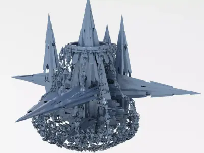 Alien planet mining station base Low-poly 3D model