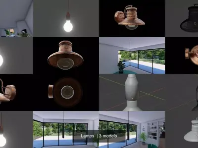 Lamps copper wall light 3D Model Pack