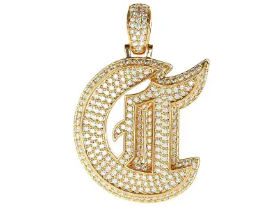 Tattoo fonts C alphabet pendent 3D print model
