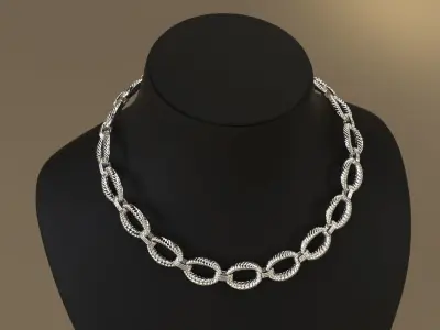 Crochet pattern Chain link Necklace light weight 3D print model