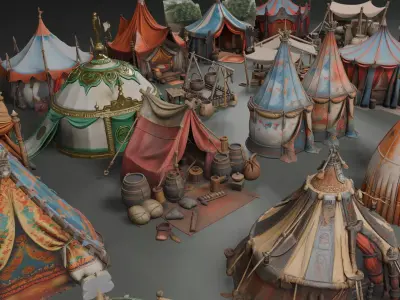 Stylized Lowpoly Tents Low-poly 3D model