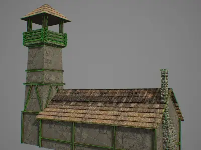 Medieval fortress Low-poly 3D model