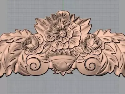 European style flower 3D relief STL Model for cnc engraving E088 3D model