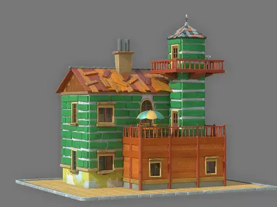 Cartoon House 1 Low-poly 3D model purchase