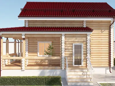 Log Home Europe Low-poly 3D model