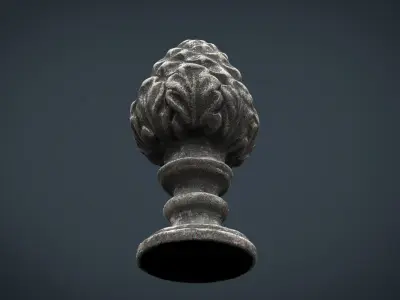 Concrete pinecone ornaments Low-poly 3D model