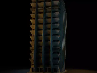 DYSTOPIAN BRUTALIST BUILDING SCIFI 06 Low-poly 3D model