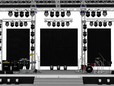 Detailed Equipped Festival Stage 3D model