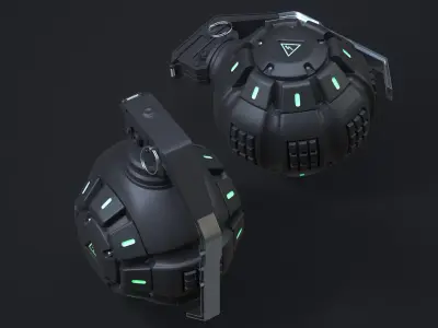 SCI-FI GRENADE Low-poly 3D model 7
