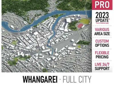Whangarei  Low-poly 3D model
