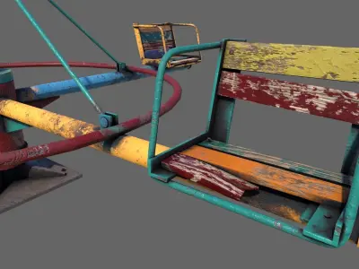 Old Colorful Carousel Low-poly 3D model