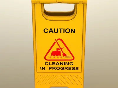 Cleaning In Progress Sign Board Low Poly Low-poly 3D model