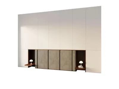 Headboard 6 wall unit with doors and drawers 3D model