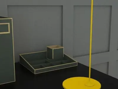 Minimal yellow desk lamp 43cm high Low-poly 3D model