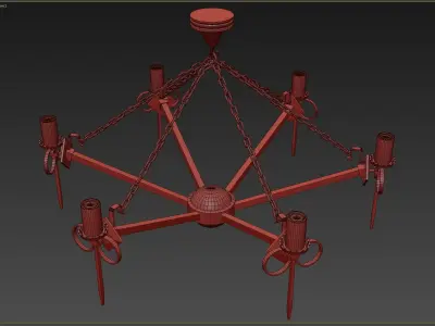 Medieval Torch Low-poly 3D model 3