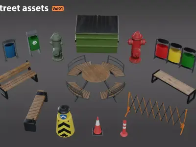 14 Street Assets vol01 3D model