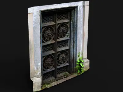 rusty iron doors ancient abandoned castle PBR photogrammetry Low-poly 3D model