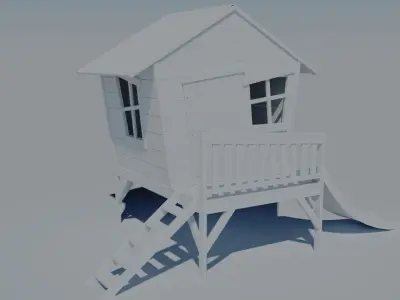 Play-set mini house with children slide 3D model