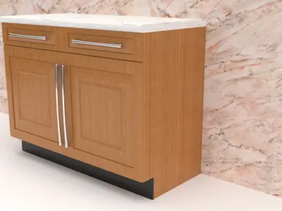 Contemporary Kitchen Unit with Marble worktop   Free low-poly 3D model