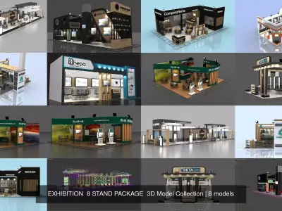EXHIBITION  8 STAND PACKAGE  3D Model Collection