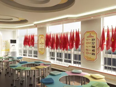 School Young Pioneers classroom team room 3D model