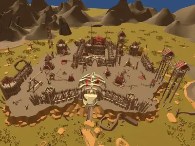 Low Poly Map medieval castle Low-poly 3D model