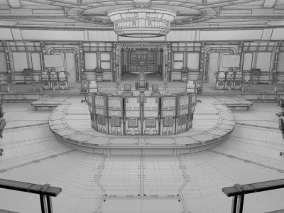 Starship Command Center High Poly PBR 3D model