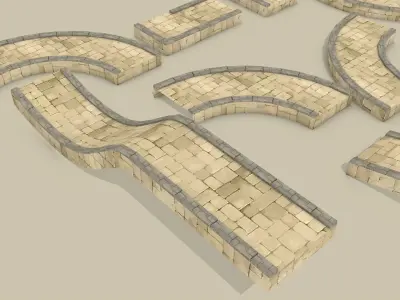 Stylized Lowpoly Modular Roads Low-poly 3D model