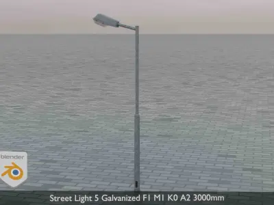 Street Light 5 Galvanized F1 M1 K0 A2 3000mm  Low-poly 3D model
