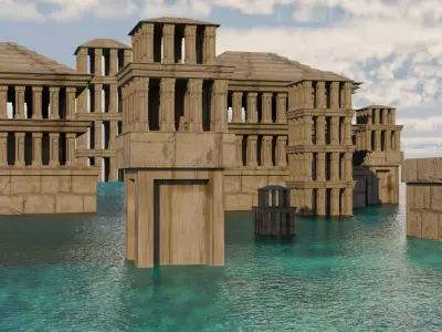 city under water Free low-poly 3D model