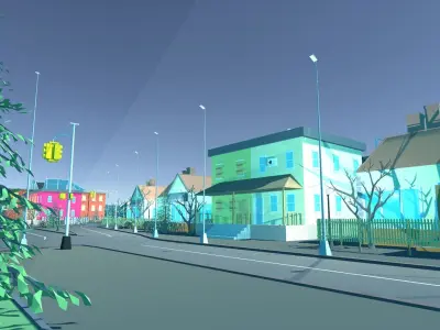 LOW POLY WORLD - SMALL CITY  Low-poly 3D model